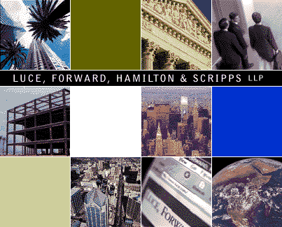 Luce, Forward, Hamilton & Scripps LLP provides expertise in the following areas: copyrights, mediation, arbitration, commercial litigation, corporate finance, employment law, regulatory law, environmental law, estate, intellectual property, international law, joint ventures, licensing, mergers, acquisitions, underwriting, patents, private placement, product liability, public finance, real estate, reinsurance, trademarks, venture capital, and wills